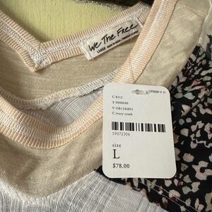 Free People Cream and Black Short Sleeve Tunic